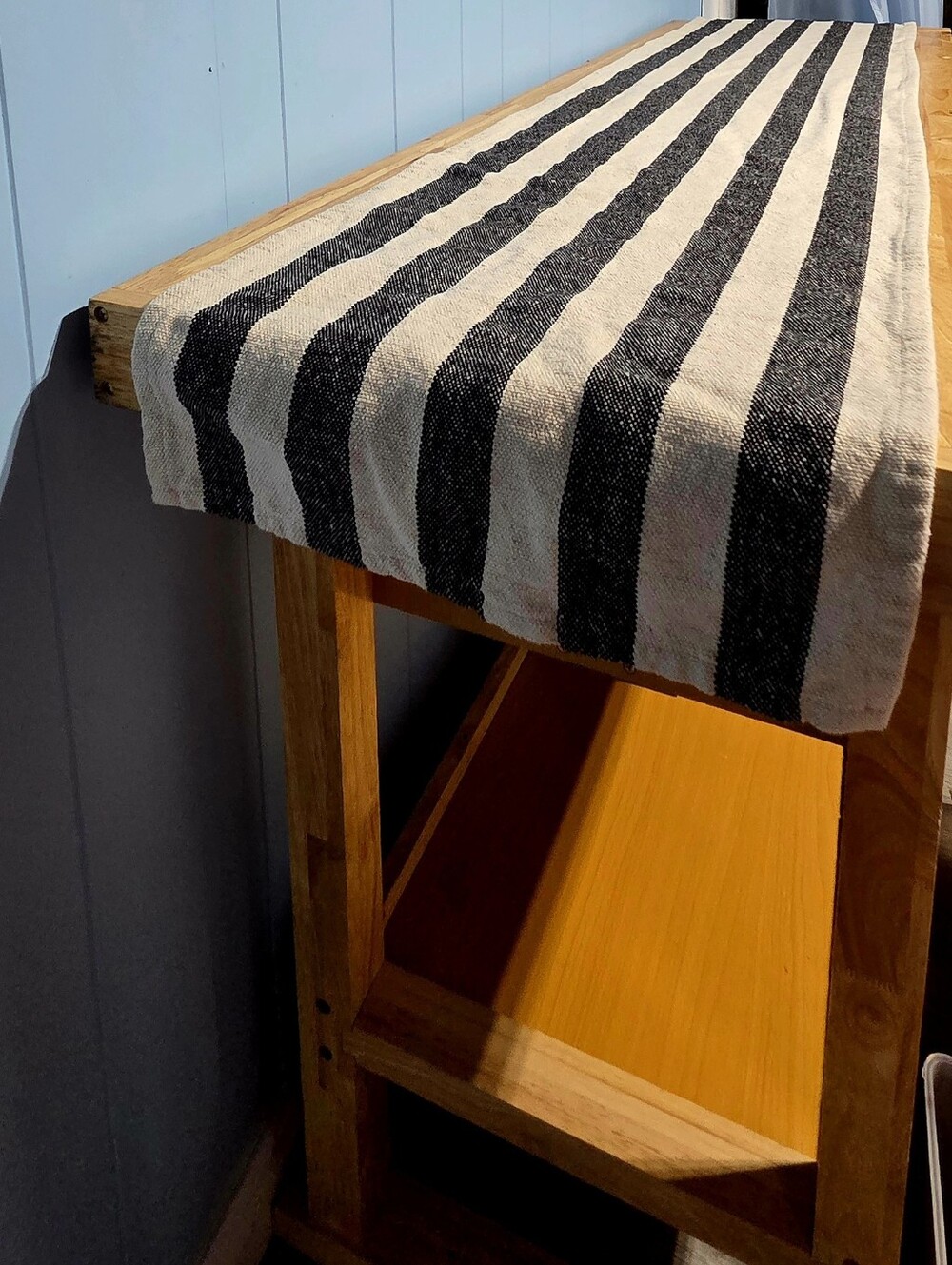 12 Foot Black & Cream Striped 100% Cotton Table Runner